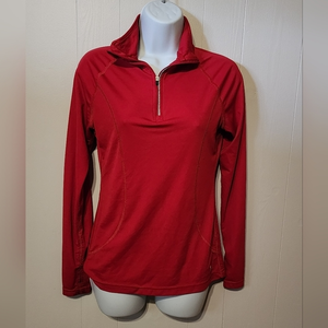 Red Pullover Long Sleeve Athletic Shirt‎ Performance Red Medium Danskin Now